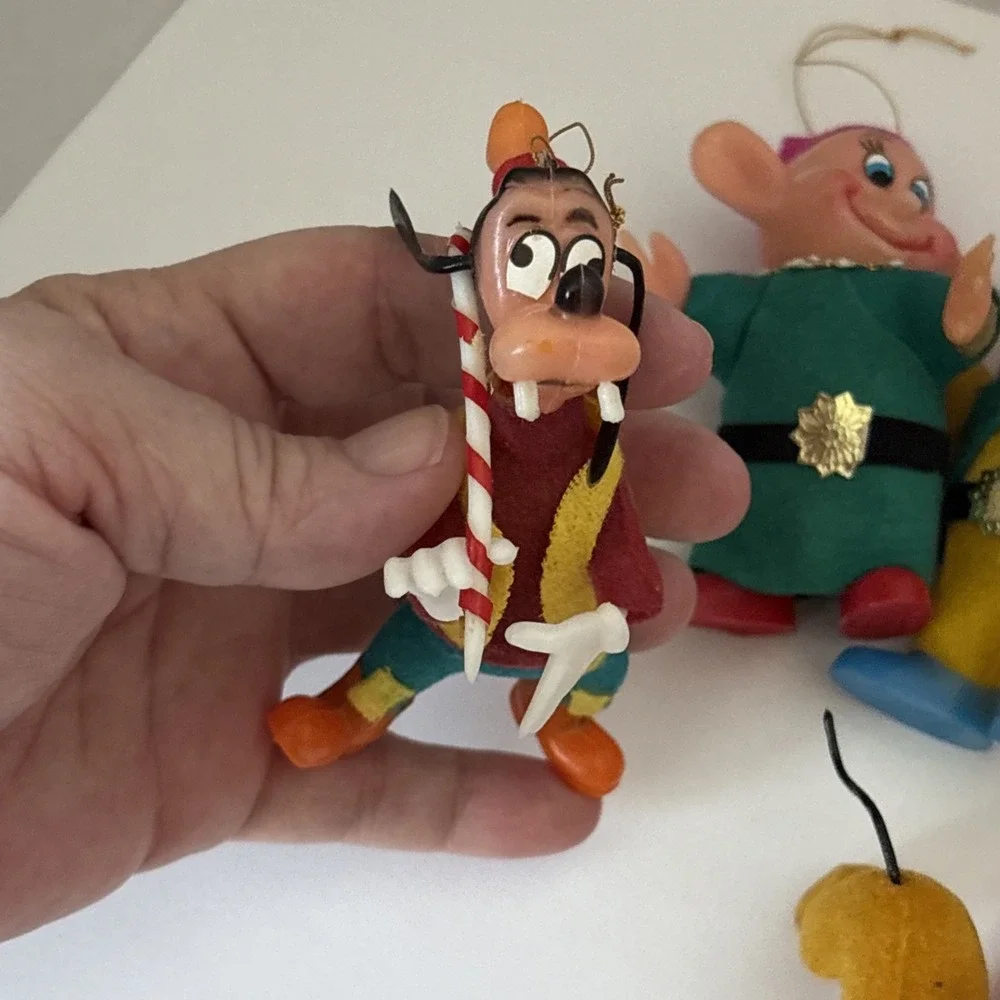 Vintage Walt Disney Snow White Dwarfs Goofy Dumbo Mickey Pluto Ornaments